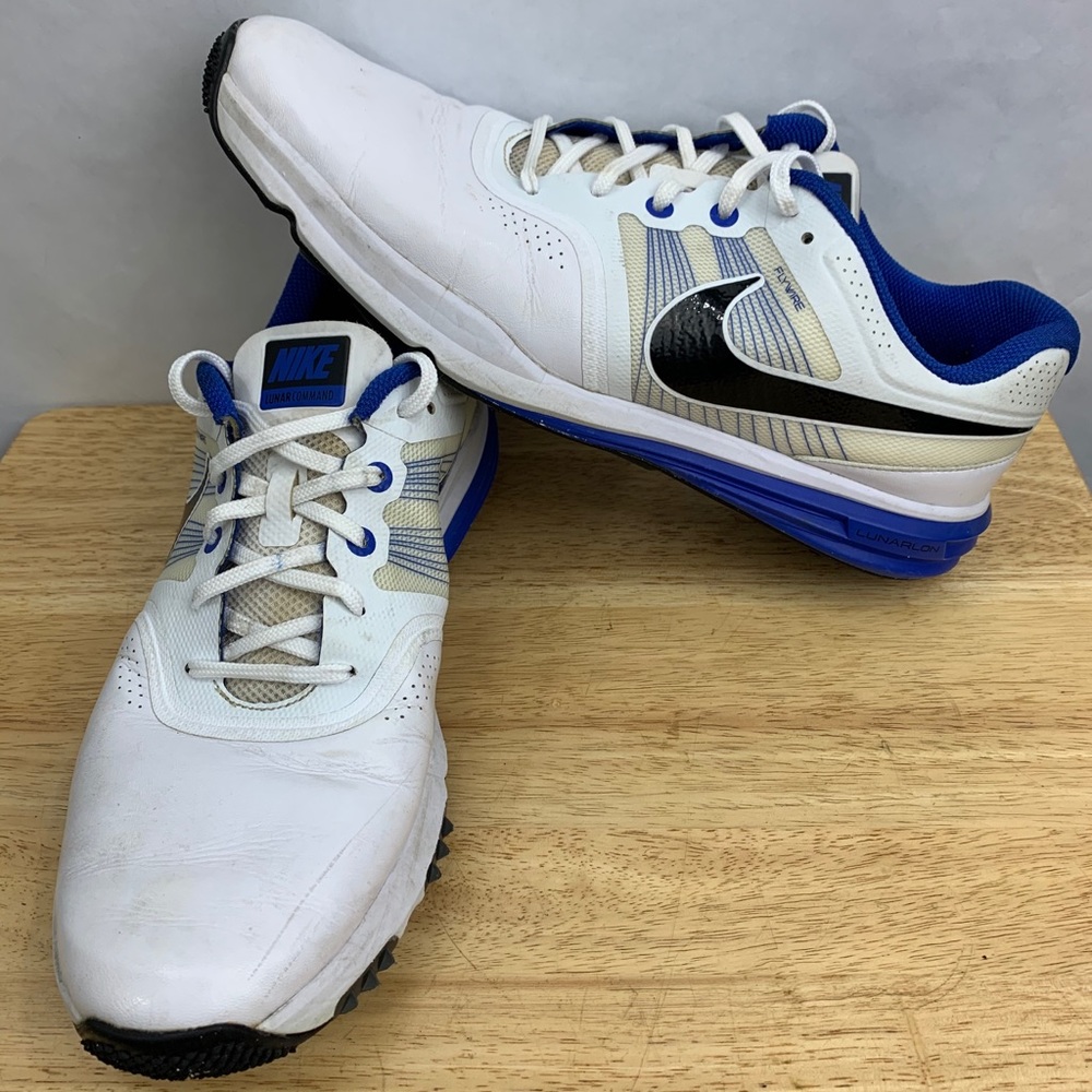 NIKE Lunar Command Golf Shoes Size 12 White Blue